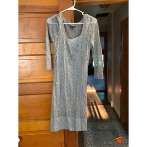American Eagle Outfitters Gray Knit Hooded Button Down Dress - L/G
